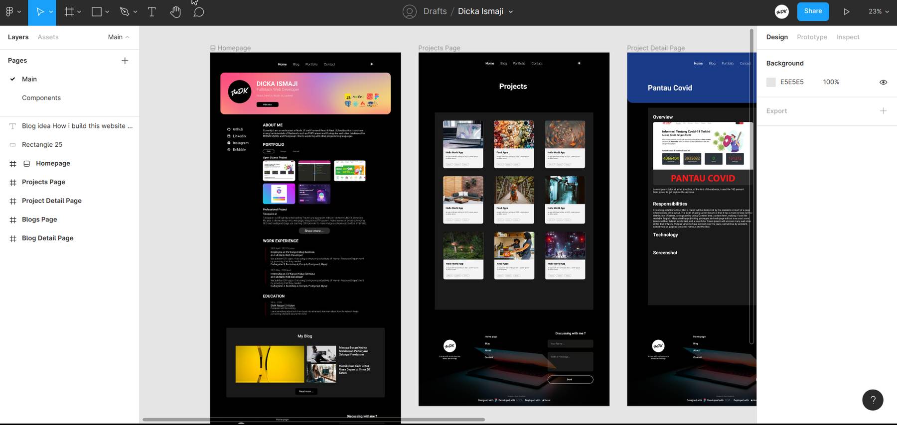 Dicka Ismaji Personal Website Design Figma Design