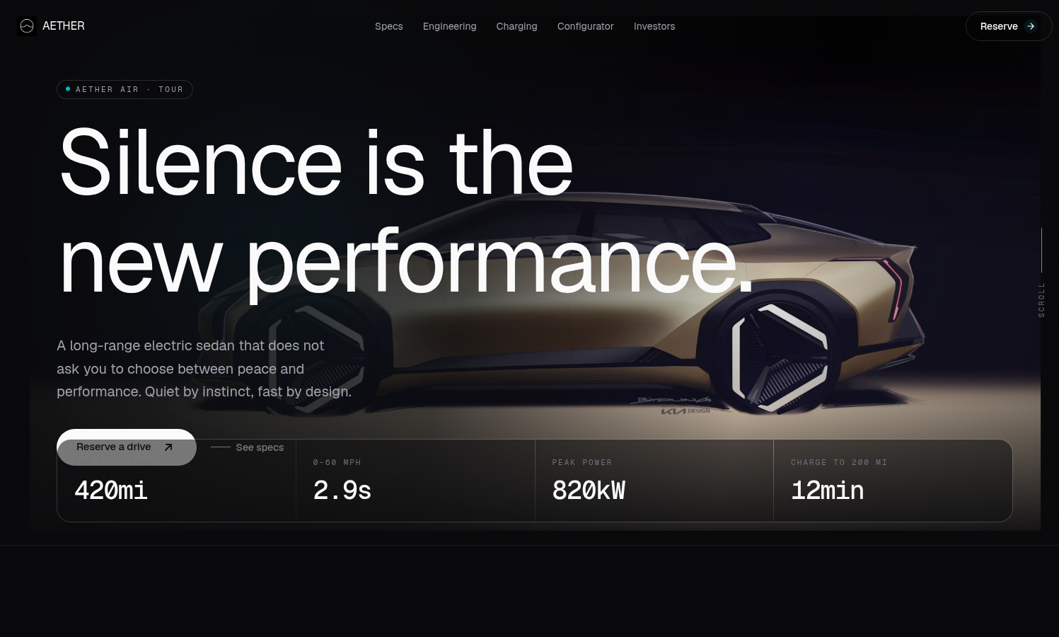 Aether — EV Landing Page